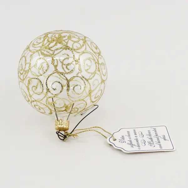 Unbranded Hand Blown Hand Painted Round Clear Glass Hanging Ornament 3.25"