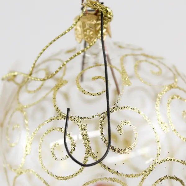 Unbranded Hand Blown Hand Painted Round Clear Glass Hanging Ornament 3.25"