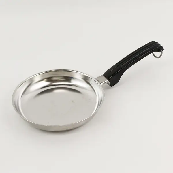 Leur's Stainless Ware Steel Small Skillet Pan W/ Black Plastic Handle 7"