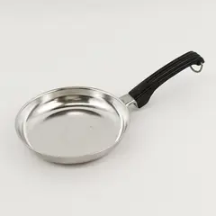 Leur's Stainless Ware Steel Small Skillet Pan W/ Black Plastic Handle 7"