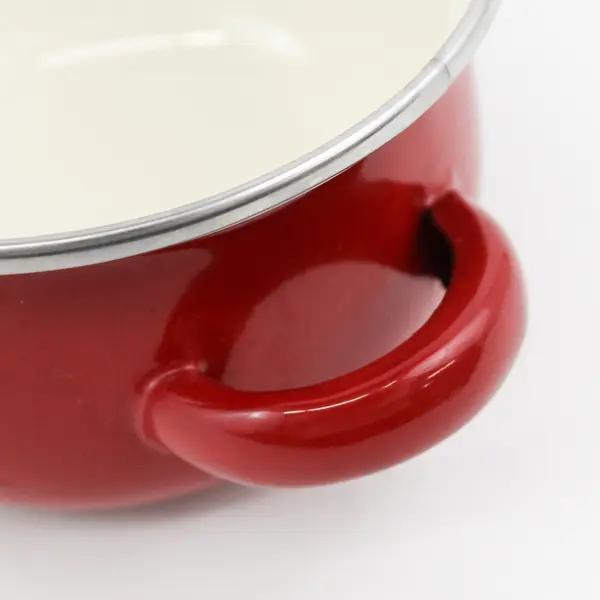 Unbranded/Unmarked Red Enamel Stainless Mini Covered Pot W/ Matching Lid 5"