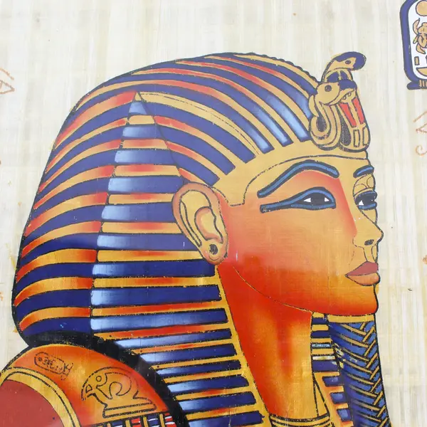 Signed Tutankhamun Egyptian Pharaoh Mask Painting Framed & Matted 20" x 16"