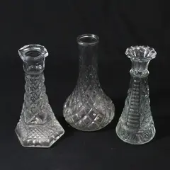 Lot of 3 Unmarked Small Clear Glass Bud Vases