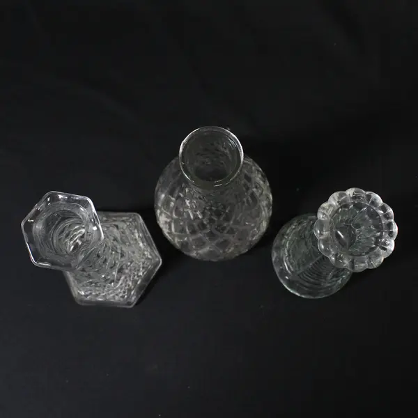 Lot of 3 Unmarked Small Clear Glass Bud Vases