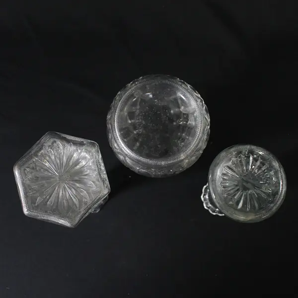 Lot of 3 Unmarked Small Clear Glass Bud Vases