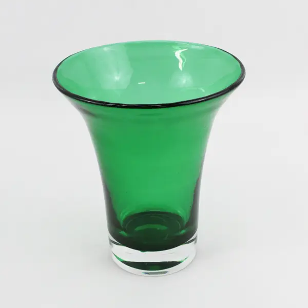 Vintage Green Heavy Bottom Tapered Glass Vase 8.5"