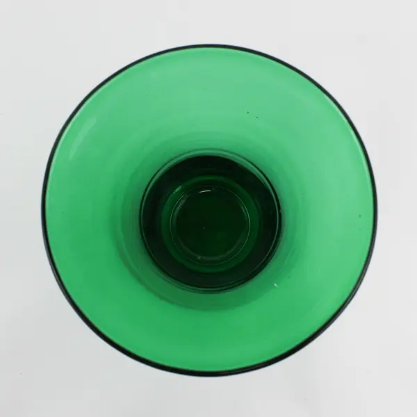 Vintage Green Heavy Bottom Tapered Glass Vase 8.5"