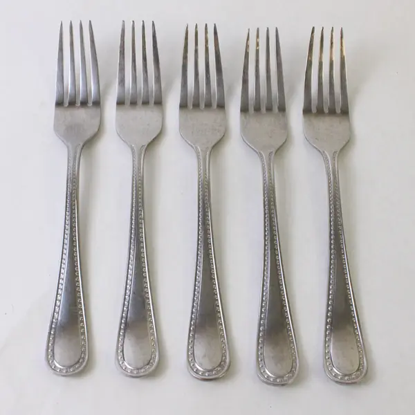 Lot of Five Amazonbasics Beaded Dinner Forks -Pattern Unknown