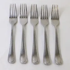 Lot of Five Amazonbasics Beaded Dinner Forks -Pattern Unknown