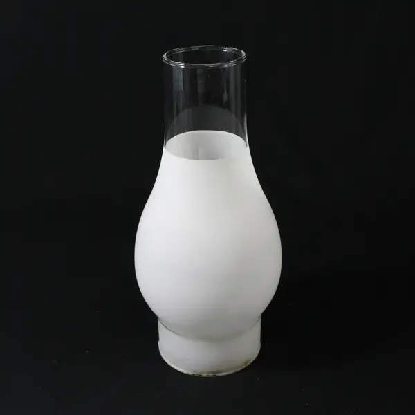 Lot of 6  Angelo Brothers Frosted Glass Oil Lamp Chimneys 9"