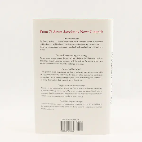 To Renew America by Newt Gingrich First Edition 1995 Hardcover Dust Jacket