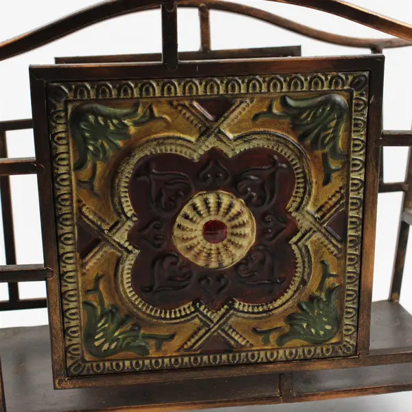 Metal Magazine Holder with Flower Motif