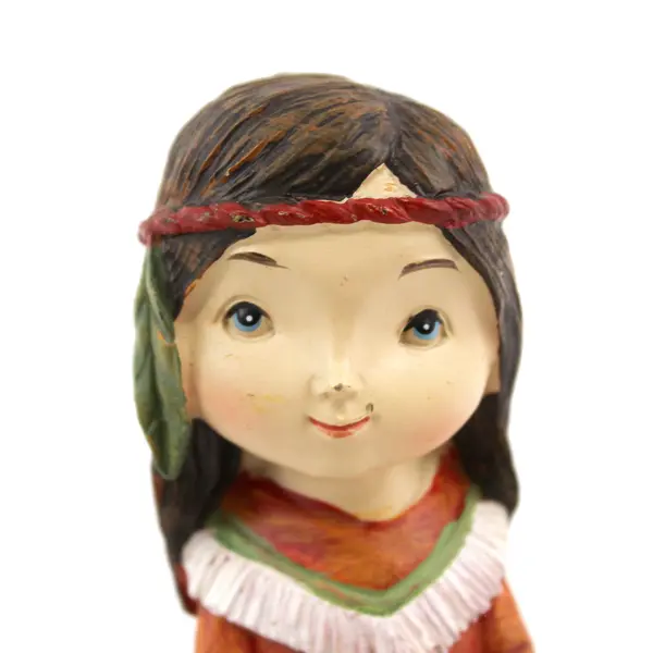 M.D. Native American Girl Holding Bird Autumn Fall Thanksgiving 6” Tall