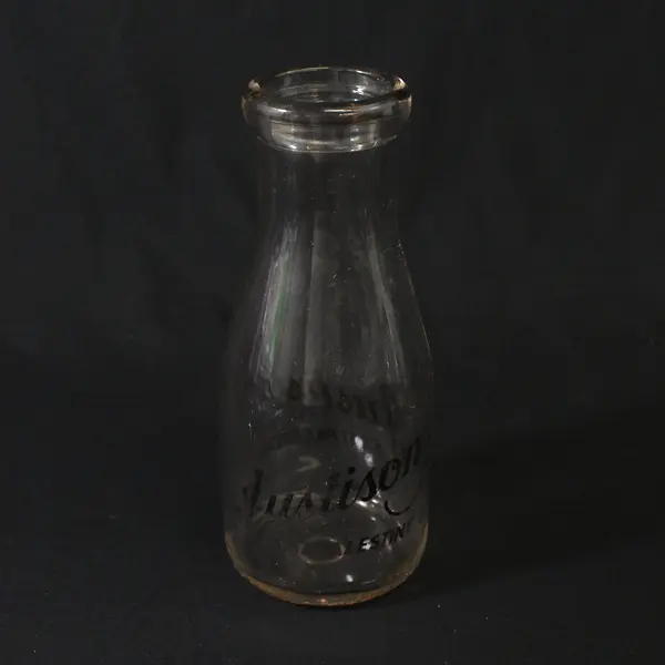 Lot of 6 Vintage Round Dairy Glass Milk Or Cream Bottles 