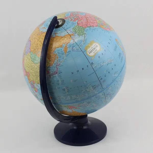 Herff Jones George F. Cram 12" Rotating Imperial World Globe W/Plastic Stand