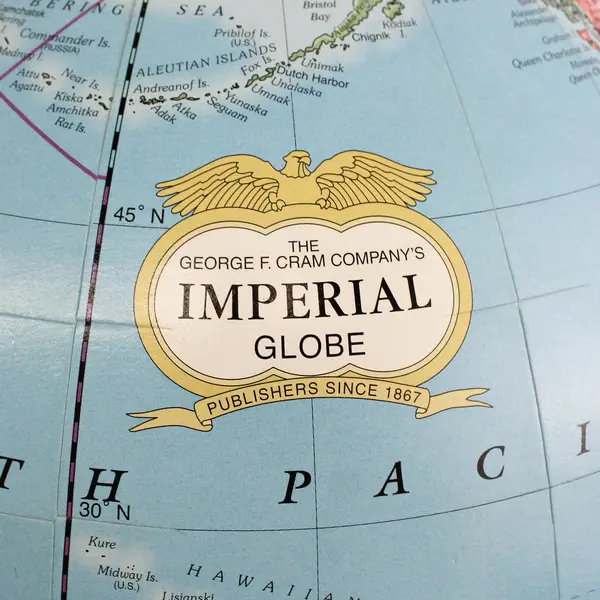 Herff Jones George F. Cram 12" Rotating Imperial World Globe W/Plastic Stand
