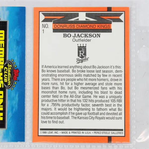 Lot of 4  Bo Jackson  Baseball Trading Cards White Sox Royals