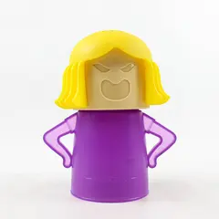Angry Mama Yellow/Purple Plastic Microwave Cleaner Steam-Powered Gadget 6" Tall