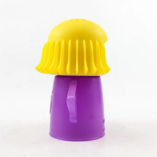 Angry Mama Yellow/Purple Plastic Microwave Cleaner Steam-Powered Gadget 6" Tall