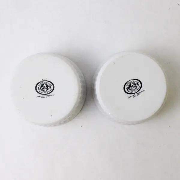 Lot Of 2 Cordon Bleu BIA Matching White Round Ceramic Ramekins 3.75" Diameter