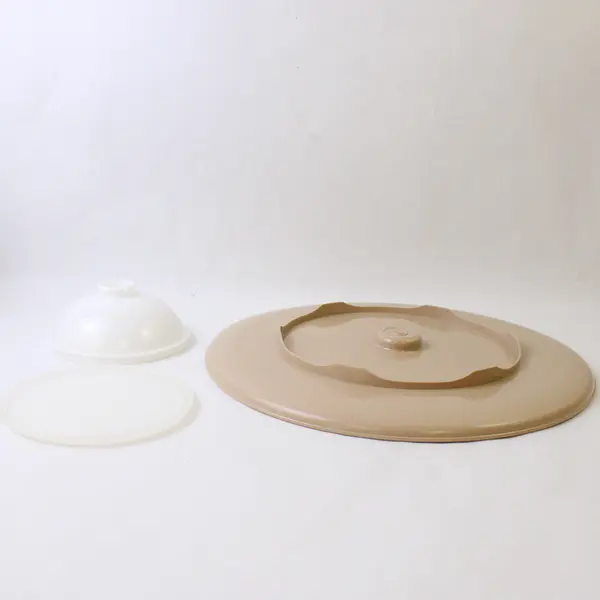 Vintage Tupperware White/Beige Plastic Chip N' Dip/Dip-N-Serving Set 3 Pieces