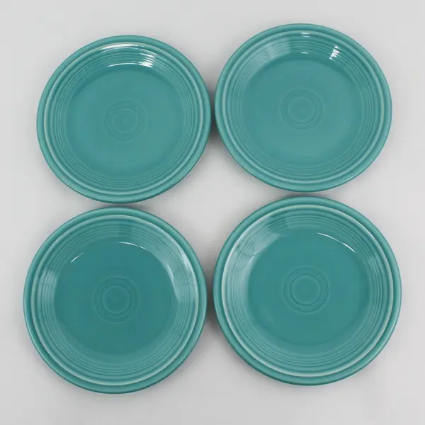 Set of 4 Homer Laughlin Fiesta Turquoise Salad  Plates dated 2007