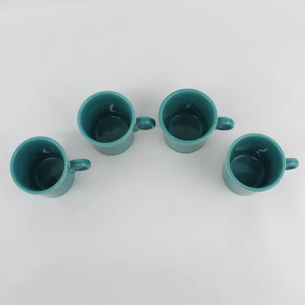 Set Of 4 Homer Laughlin  Fiestaware Turquoise Coffee Mug Cups Ring Handles