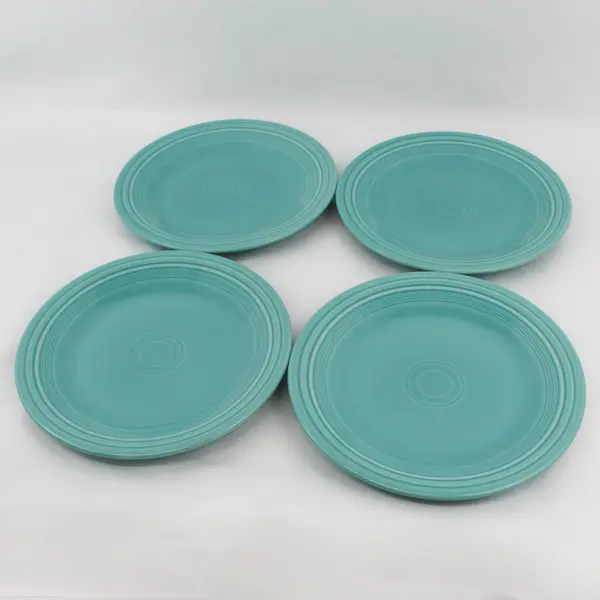 Set Of 4 Homer Laughlin FiestaWare Turquoise Dinner Plates 10.5" Dated 2007