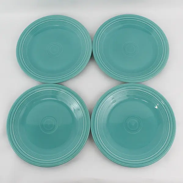 Set Of 4 Homer Laughlin FiestaWare Turquoise Dinner Plates 10.5" Dated 2007
