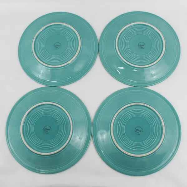 Set Of 4 Homer Laughlin FiestaWare Turquoise Dinner Plates 10.5" Dated 2007