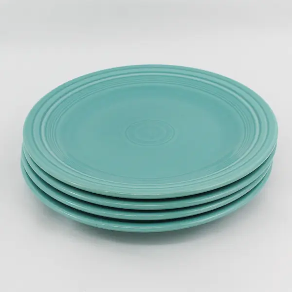 Set Of 4 Homer Laughlin FiestaWare Turquoise Dinner Plates 10.5" Dated 2007