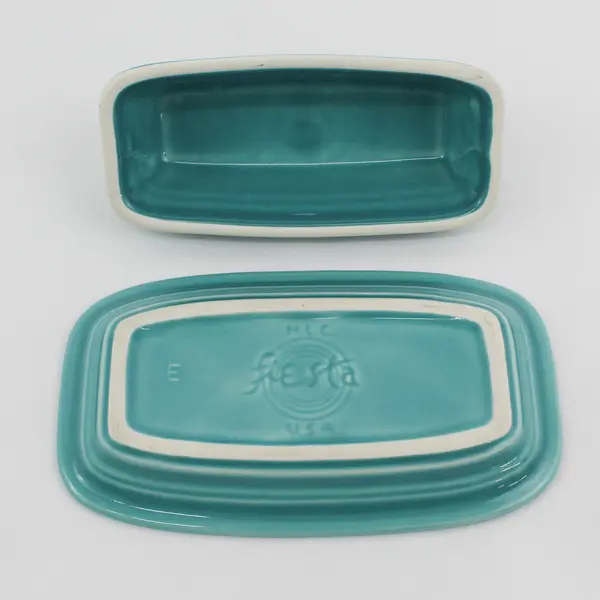 Homer Laughlin FiestaWare  1/4 LB Turquoise Covered Butter Dish