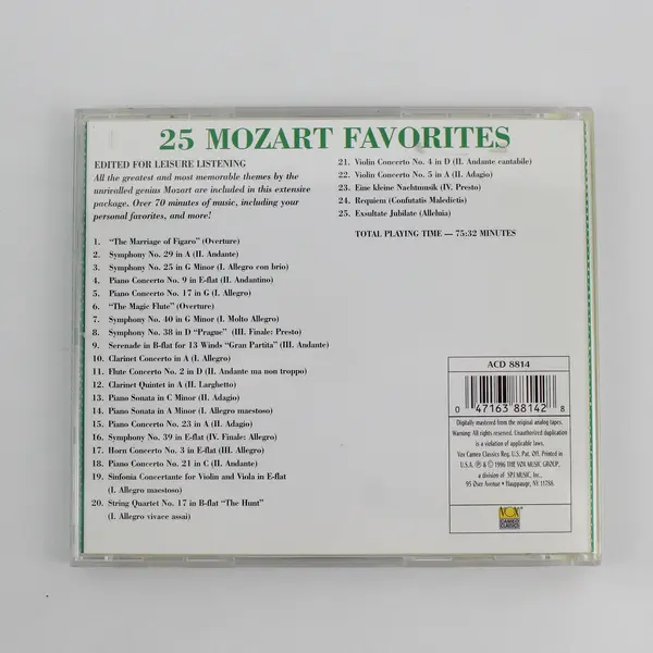 25 Mozart Favorites Various Compilation 1996 Classical CD