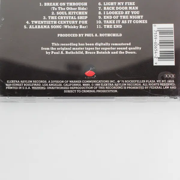 The Doors Self-Titled Album by The Doors CD Elektra Records 1988