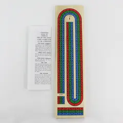 Three Player Wooden Cribbage Board  With Pegs And Rules