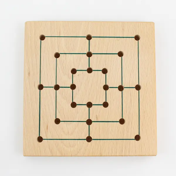 Nine Men's Morris Wooden Game Board No Pegs