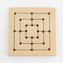 Nine Men's Morris Wooden Game Board No Pegs