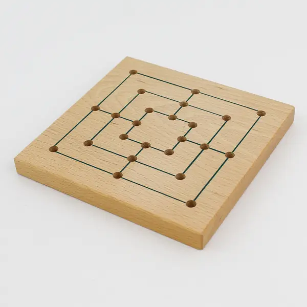 Nine Men's Morris Wooden Game Board No Pegs