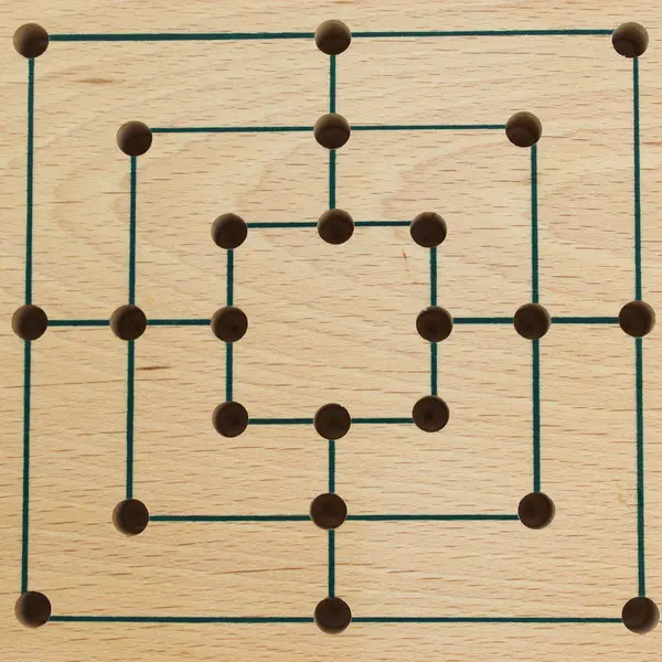 Nine Men's Morris Wooden Game Board No Pegs