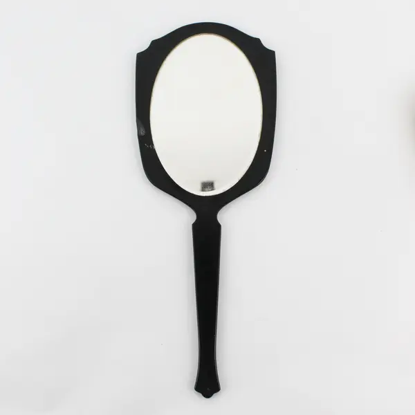 Vintage Vanity Black Celluloid or Bakelite Hand Mirror And Hair Brush Black 