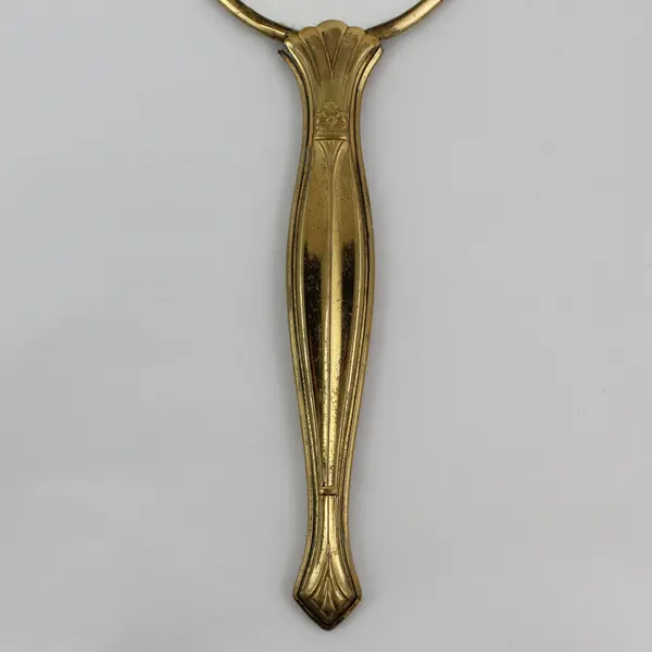 Vintage Art Deco Brass Handheld Vanity Mirror Flower And Vine Pattern