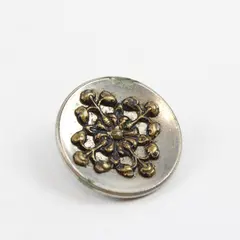 Antique Victorian Silver-Tone Ornate Picture Button 1"