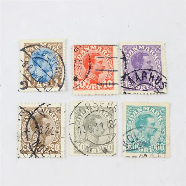 Lot Of 6 Denmark King Christian X Stamps Used Canceled