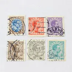 Lot Of 6 Denmark King Christian X Stamps Used Canceled