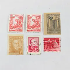 Lot Of 6 Yugoslavia Poland Russia United States Stamps Used Original Gum