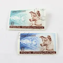 Lot Of 2 Romania Laika Dog In Space Stamps Very Good Condition CTO OG