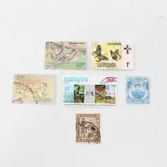 Lot Of 6 Malaysia Mixed Stamps 1950s-1970s