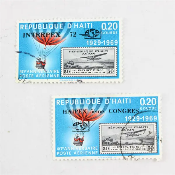 Lot Of 2 Haiti Airmail 40th Anniversary Stamps Used 1969 Haipex Interpex Cancels