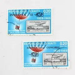 Lot Of 2 Haiti Airmail 40th Anniversary Stamps Used 1969 Haipex Interpex Cancels