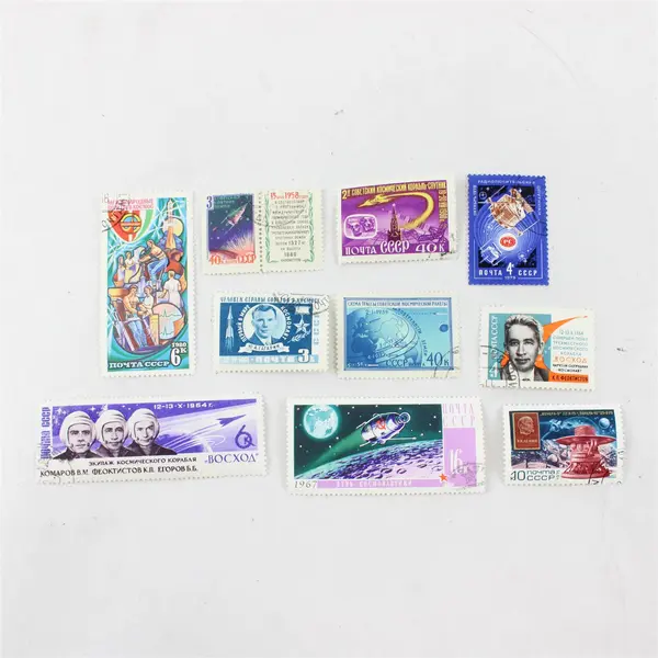 Lot Of 10 Russia Space Exploration Stamps Mint Canceled To Order 1950s-1980s